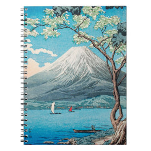 Cuaderno Impresión pacífica del lago Fuji del Monte Azul
