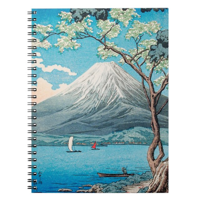 Cuaderno Impresión pacífica del lago Fuji del Monte Azul (Frente)