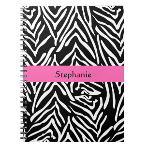 Cuaderno Impresión personalizada de cebra negra, blanca y r