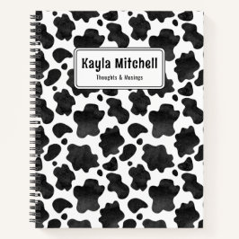Cuaderno Impresión personalizada de vaca en blanco y negro