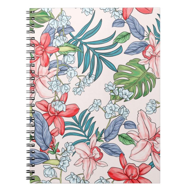 Cuaderno Impresión sin foco de la selva tropical colorida (Frente)