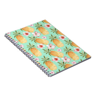 Cuaderno Impresión tropical retro sobre fondo de menta