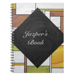 Cuaderno Impresión verde amarillo marrón mondriano