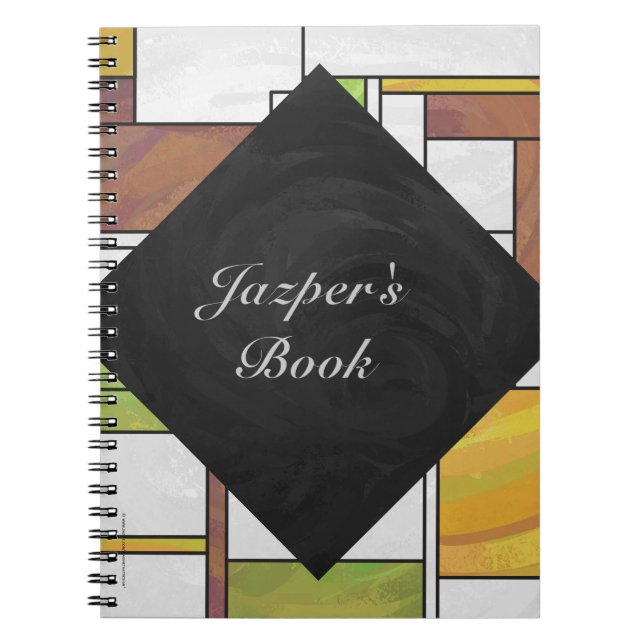 Cuaderno Impresión verde amarillo marrón mondriano (Frente)