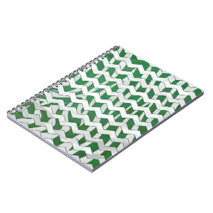 Cuaderno Impresión verde y blanca de cebra de chevron