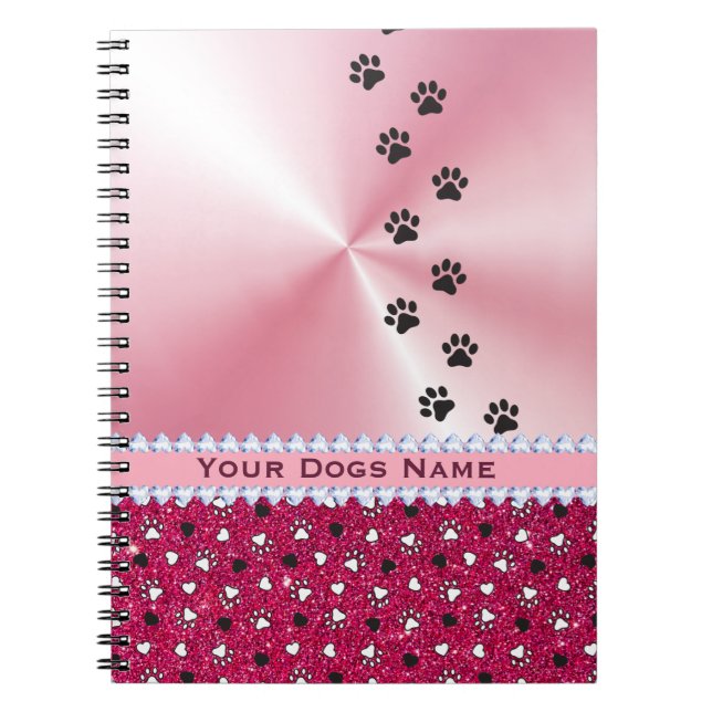 Cuaderno Impresión y Purpurina de perras de perro con perso (Frente)