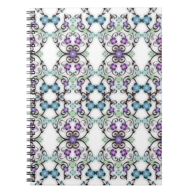 Cuaderno Impresionante aspecto de flores azul violeta con e (Frente)