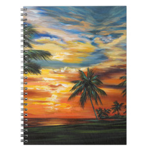 Cuaderno Impresionante atardecer tropical
