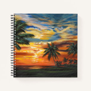 Cuaderno Impresionante atardecer tropical
