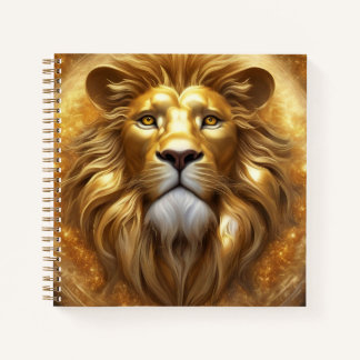 Cuaderno Impresionante cabeza de león de oro