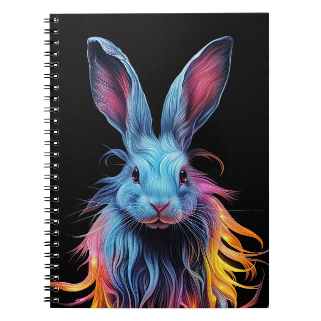 Cuaderno Impresionante conejo azul en llamas (Frente)