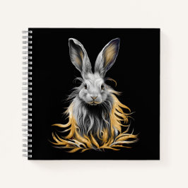 Cuaderno Impresionante conejo gris en llamas