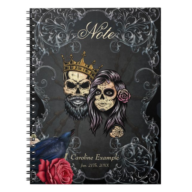 Cuaderno Impresionante diseño de boda gótico oscuro con crá (Frente)
