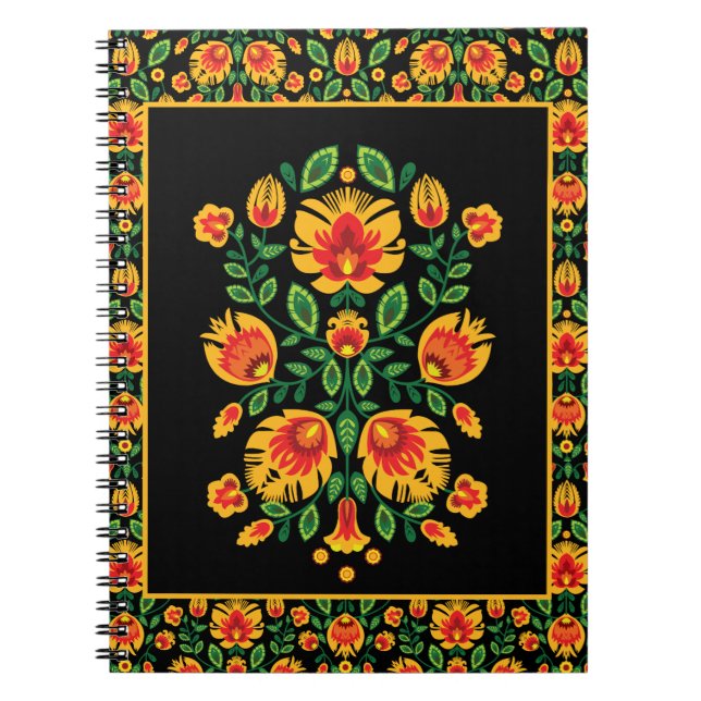 Cuaderno 💛 🧡 ❤️ Impresionante folk Wycinanki (Frente)
