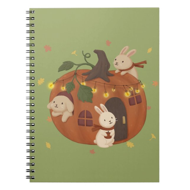 Cuaderno Impresionante otoño: Conejito y calabaza (Frente)