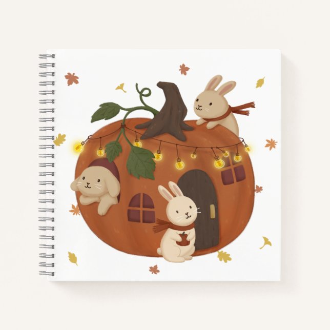 Cuaderno Impresionante otoño: Conejito y calabaza (Anverso)