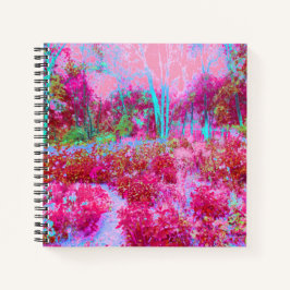 Cuaderno Impresionante paisaje de jardines rojos y rosados