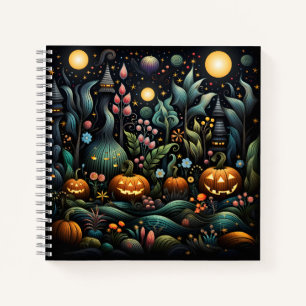 Cuaderno Impresionante patrón de Halloween con calabazas Na