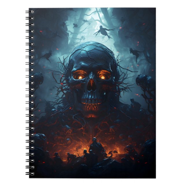 Cuaderno Impresionante tema del cráneo en Halloween Scary S (Frente)