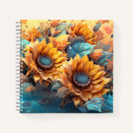 Cuaderno Impresionantes Sunflowers Bouquet Elegante Arte Bo