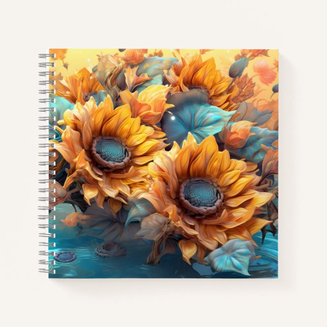 Cuaderno Impresionantes Sunflowers Bouquet Elegante Arte Bo (Anverso)