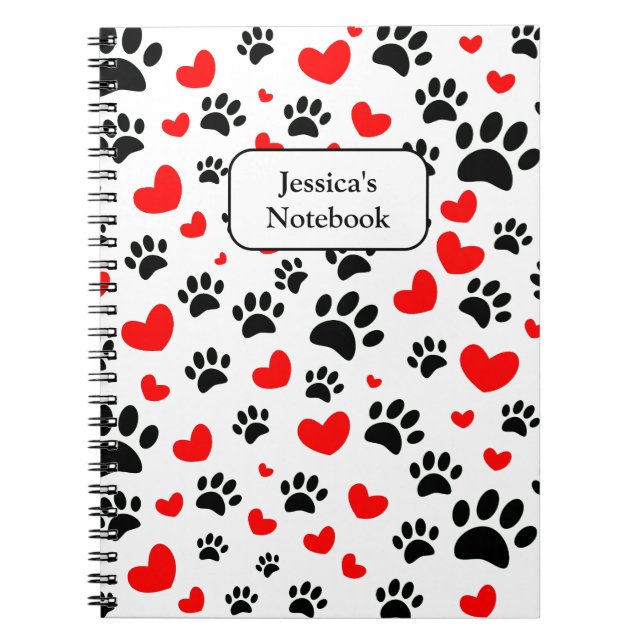 Cuaderno Impresiones Al Azar De Papas De Perro Y Corazones  (Frente)