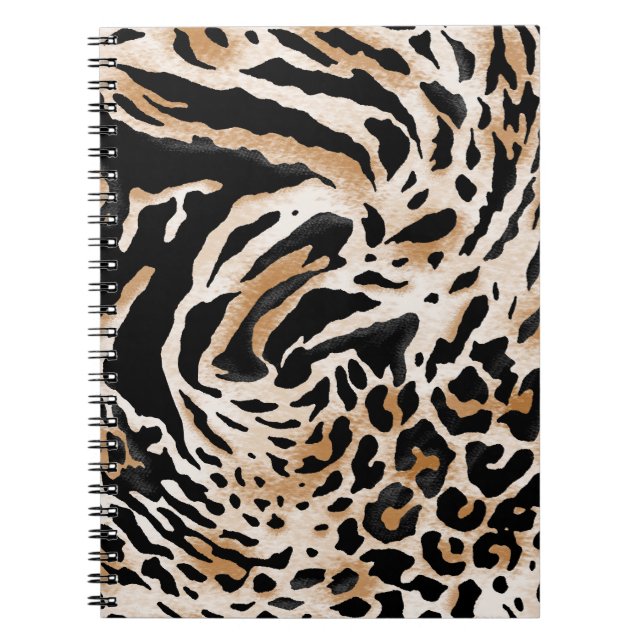 Cuaderno Impresiones animales: Tigre de cebra leopardo (Frente)