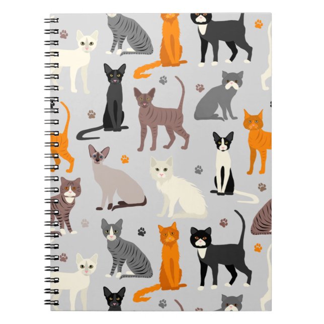 Cuaderno Impresiones de gatos y pintas (Frente)