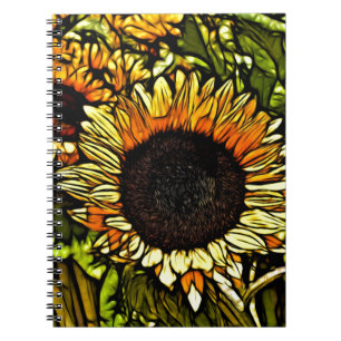 Cuaderno impresionismo pintar el girasol amarillo del país