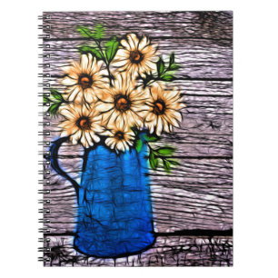 Cuaderno Impresionismo ruso jarrón azul girasol amarillo