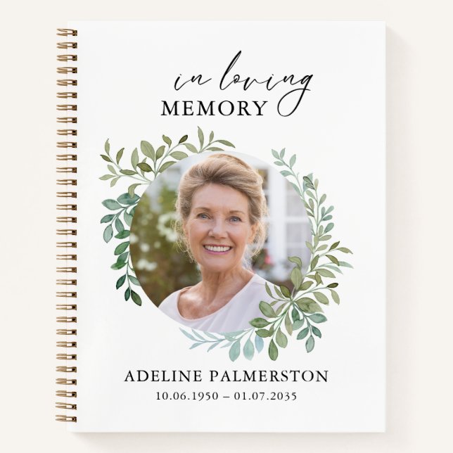 Cuaderno In loving Memory Floral Funeral Memorial (Anverso)