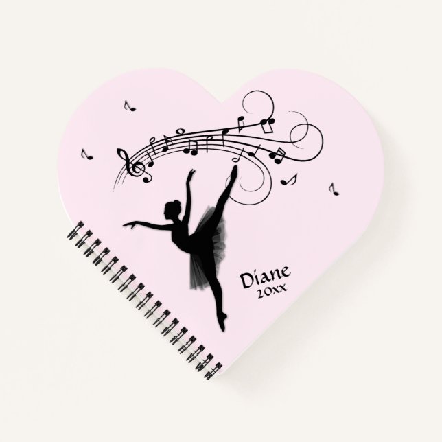 Cuaderno Increíble bailarina bailando con música rosa (Anverso)