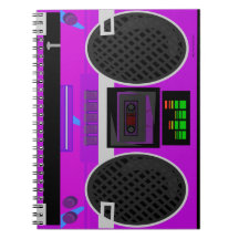 Increíble Boombox Ilustrada Morada de los 80