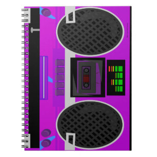 Cuaderno Increíble Boombox Ilustrada Morada de los 80