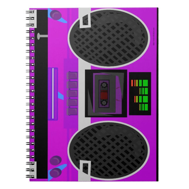 Cuaderno Increíble Boombox Ilustrada Morada de los 80 (Frente)