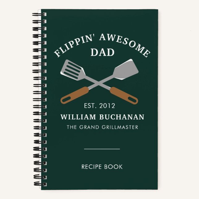 Cuaderno Increíble Papá BBQ Padre Receta Personalizada (Anverso)