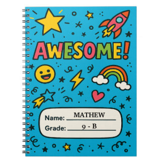 Cuaderno increíble para niños – Nombre y grado per