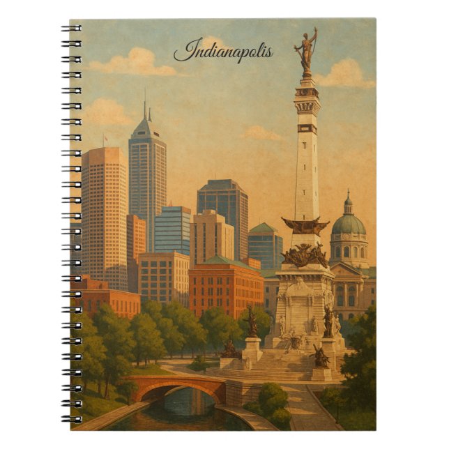Cuaderno Indianapolis Indiana Skyline City Panorama (Frente)