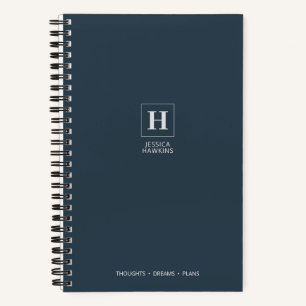 Cuaderno Índigo Azul Marino Monograma Clásico