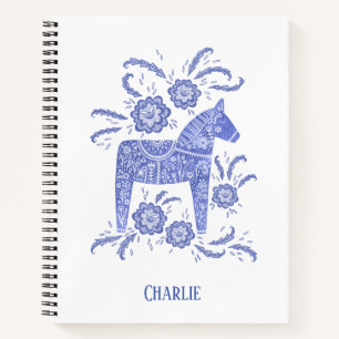 Cuaderno Indigo sueco Dala Horse Custom Name