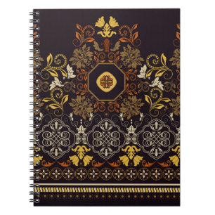 Cuaderno Indio Floral: Colorido a rayas sin mar.