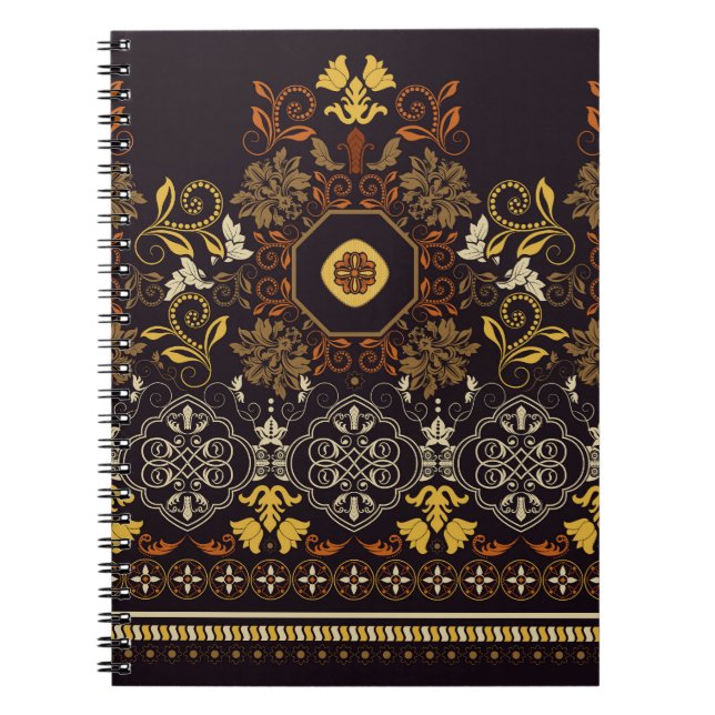 Cuaderno Indio Floral: Colorido a rayas sin mar. (Frente)