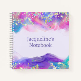 Cuaderno infantil con borde brillante turquesa y m