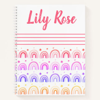 Cuaderno infantil con patrón de arcoíris personali