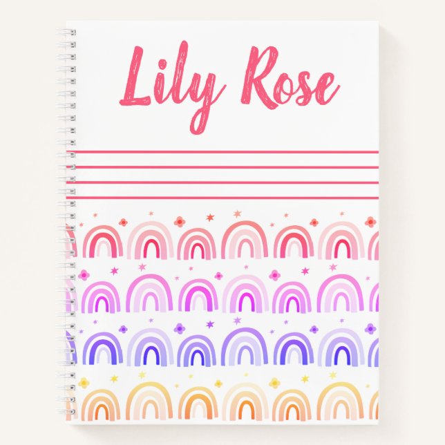 Cuaderno infantil con patrón de arcoíris personali (Anverso)