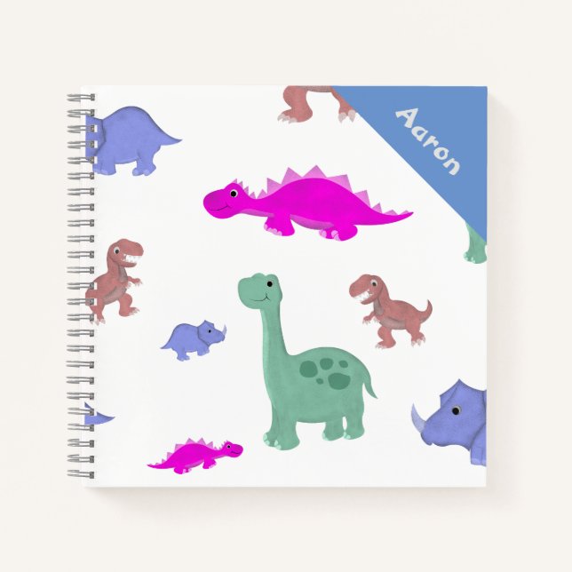 Cuaderno infantil con patrón de dinosaurio lindo (Anverso)