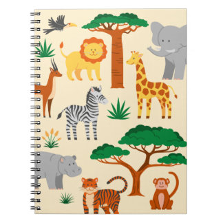 Cuaderno infantil de animales de la jungla lindos
