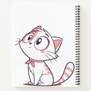 Cuaderno infantil de gatito blanco y rosa lindo