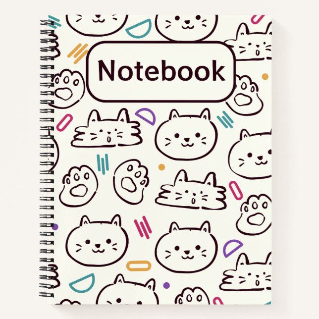cuaderno infantil de gato colorido lindo (Anverso)
