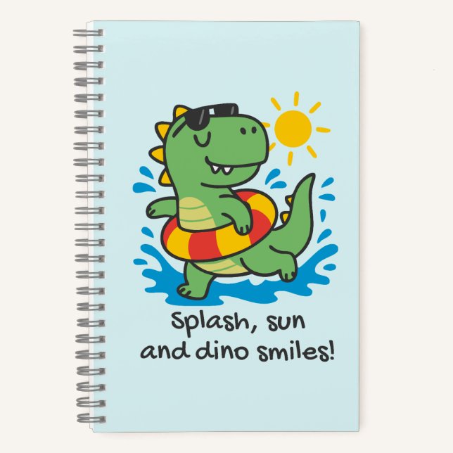 Cuaderno infantil espiral con dinosaurio veraniego (Anverso)
